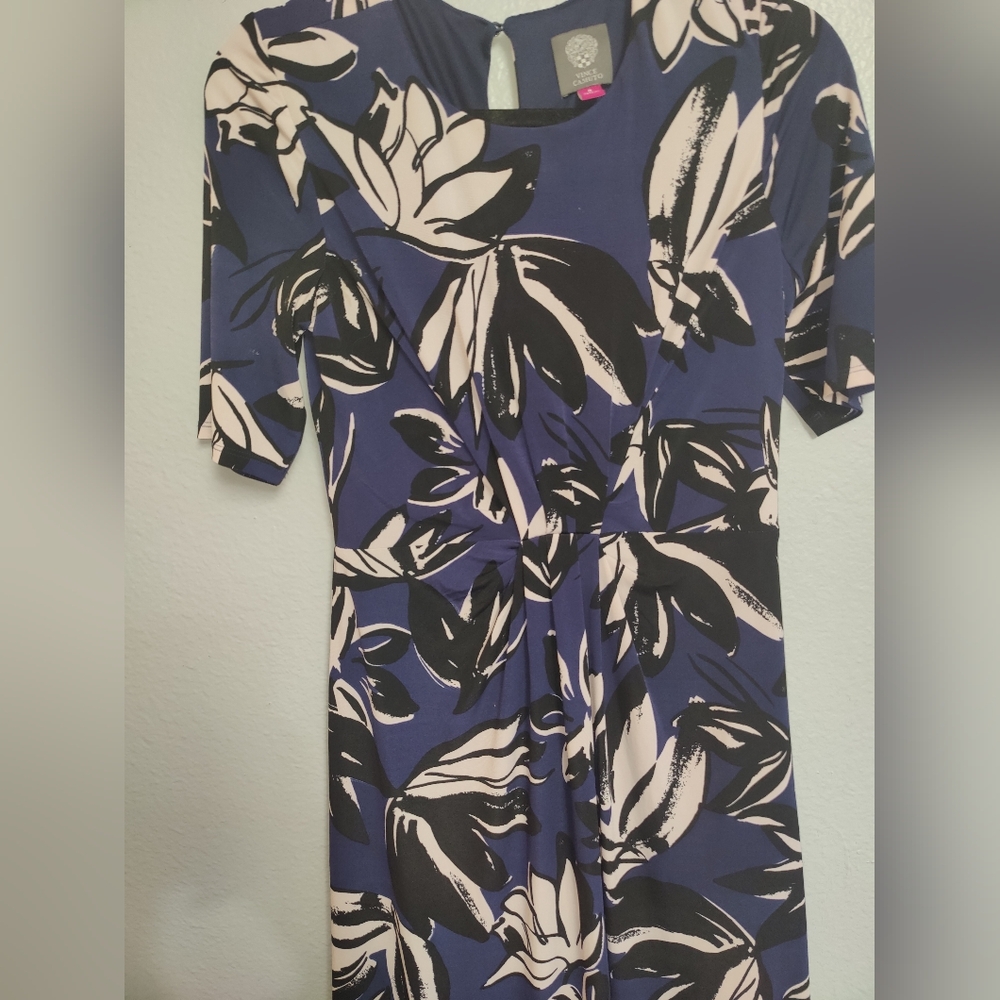 Vince Camuto women's Printed Ity Midi Dress w/Front Draping size 8 - Picture 3 of 12